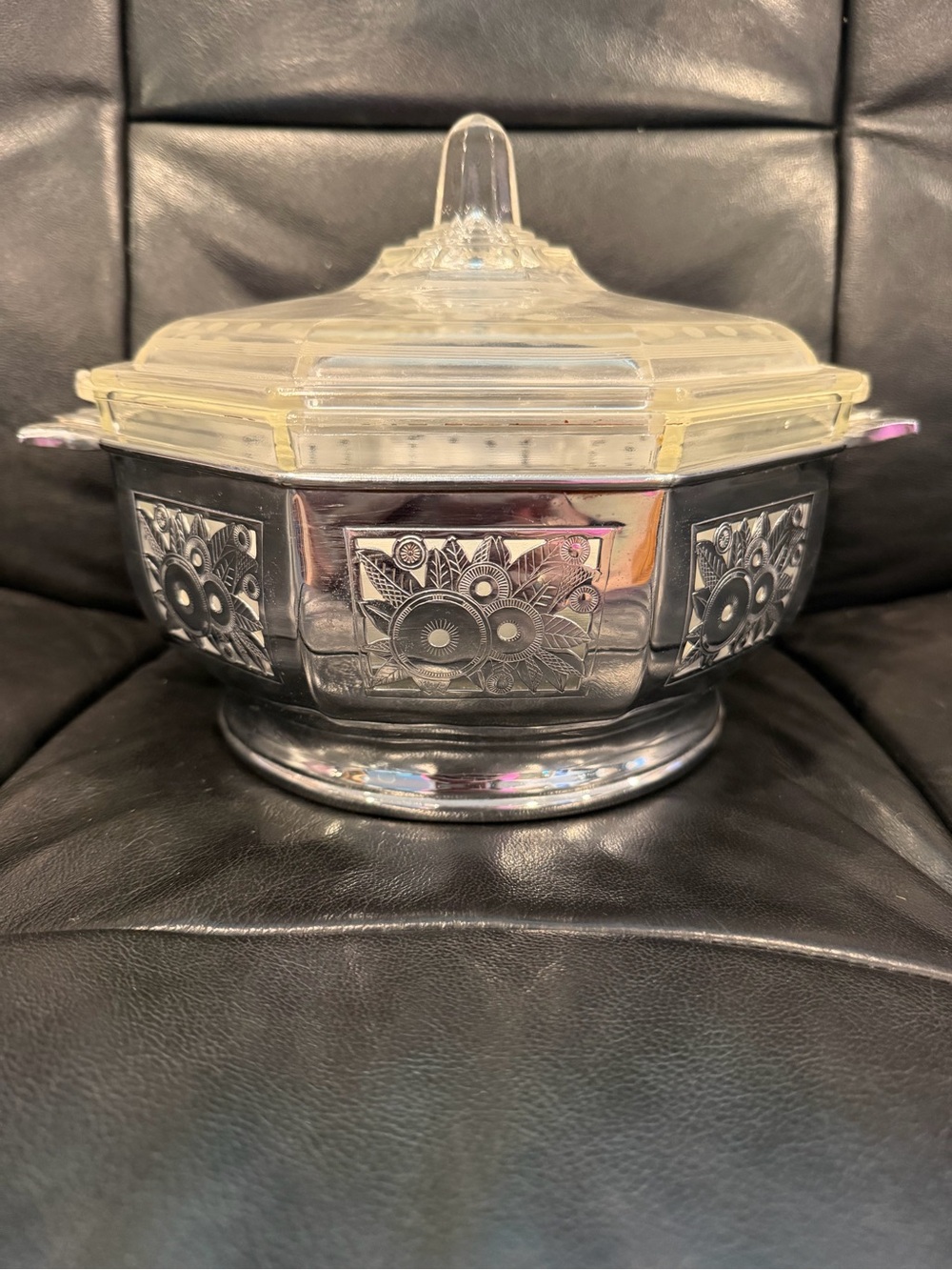 Vintage Farberware octagonal casserole dish with PYREX glass insert